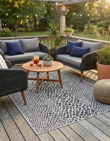 Black Easy-Clean Jill Zarin Cape Town Indoor / Outdoor Rug