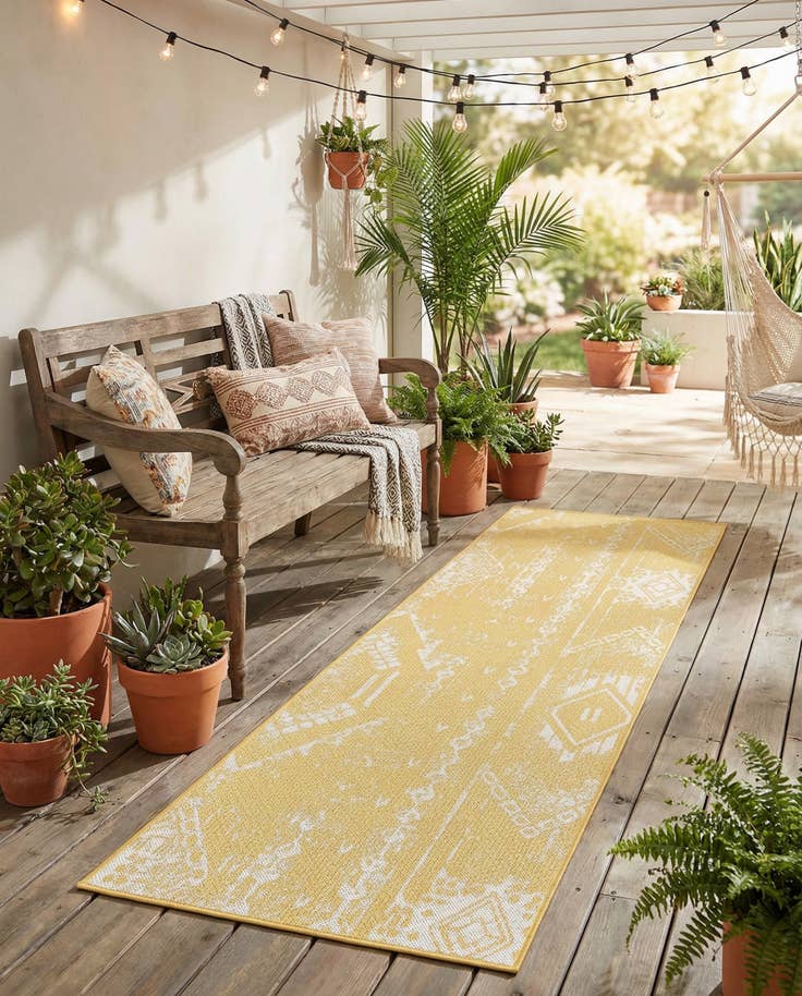 Detail image of 2' 7 x 8' Easy-Clean Bohemian Indoor / Outdoor Runner Rug