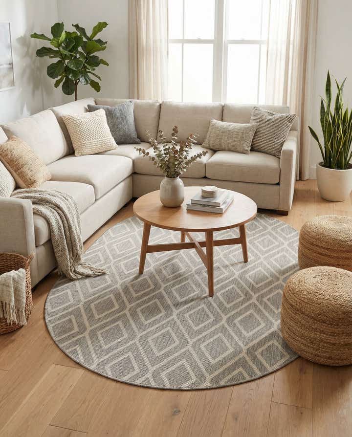 5' 3 x 8' Easy-Clean Jill Zarin Turks and Caicos Indoor / Outdoor Oval Rug