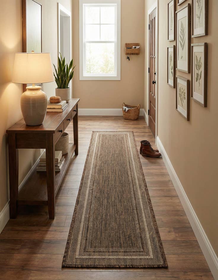 Detail image of 2' x 8'  Washable Border Indoor / Outdoor Runner Rug