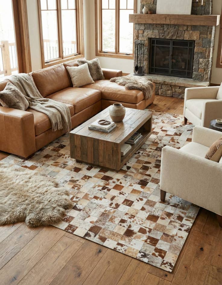 Detail image of  8' x 10' Cowhide Leather Rug