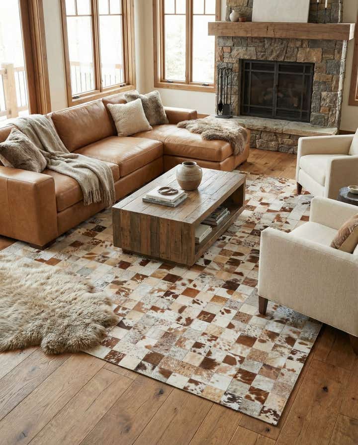 8' x 10' Cowhide Leather Rug