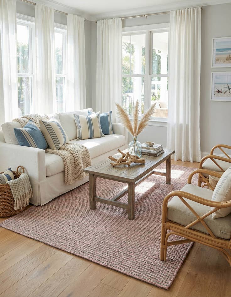 Detail image of  6' 1 x 9'  Hand Woven Seaside Pearl Jute Rug