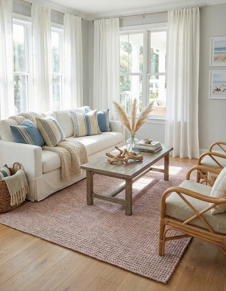 6' 1 x 9' Hand Woven Seaside Pearl Jute Rug