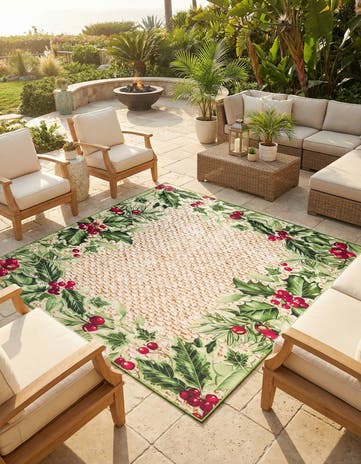 10' x 10' Easy-Clean Jill Zarin Caribbean Indoor / Outdoor Square Rug