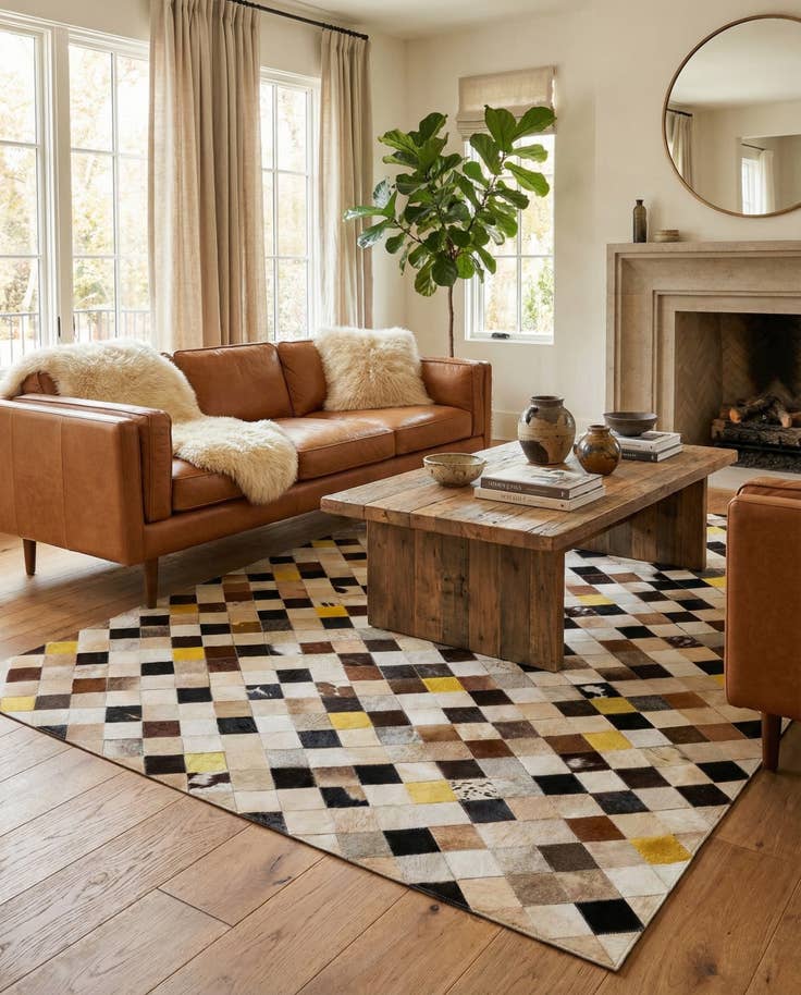 Detail image of 5' 1 x 7' 10 Cowhide - Patchwork Rug