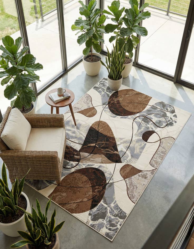 Detail image of 5' x 8'  Washable Modern Indoor / Outdoor Rug