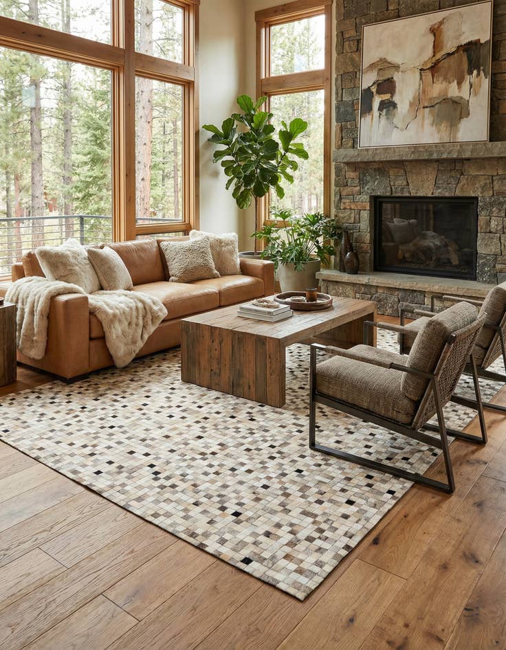 Detail image of 8' x 9' 11 Cowhide Stocks Rug