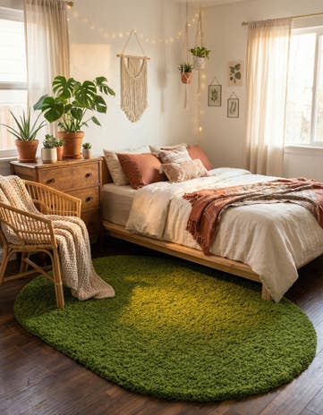 3' x 5' 3 Solid Shag Oval Rug