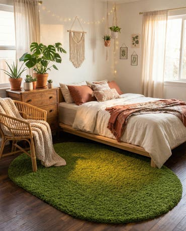  3' x 5' 3 Solid Shag Oval Rug