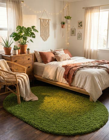 3' x 5' 3 Solid Shag Oval Rug
