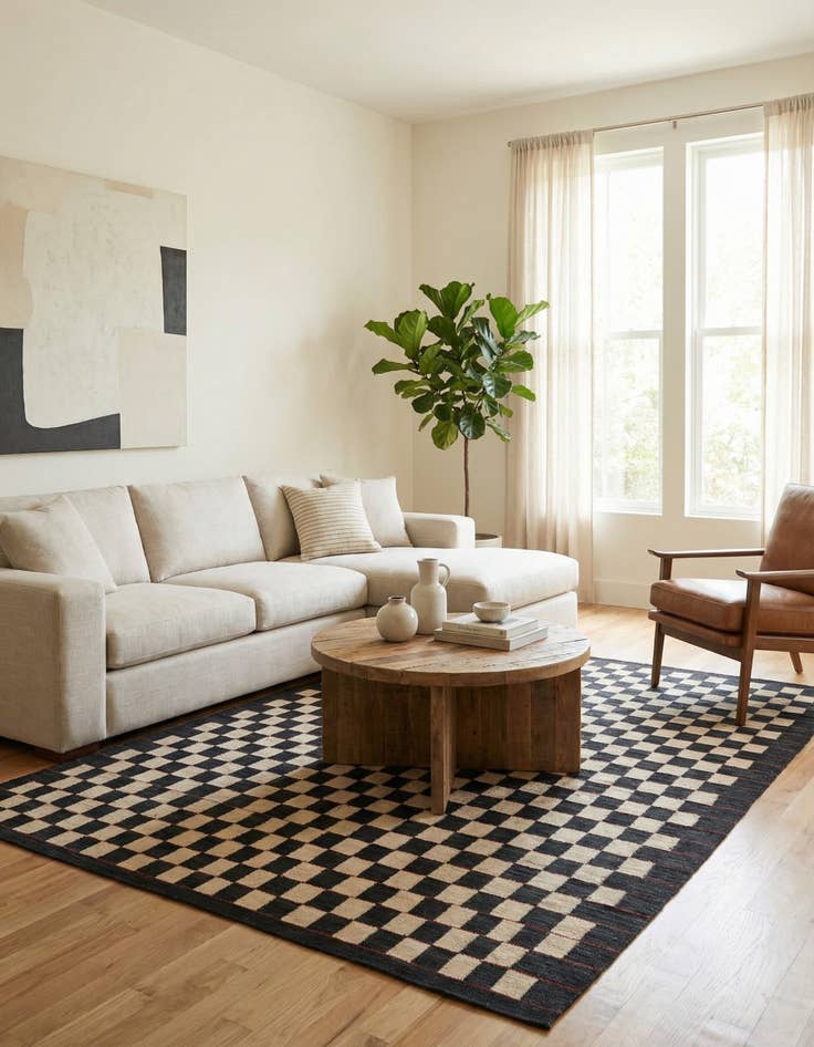 Detail image of 5' 8 x 7' 6  Hand Woven Kilim Modern Wool Rug