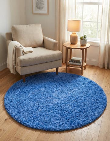 4' x 4' Solid Shag Round Rug