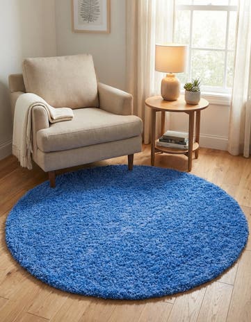4' x 4' Solid Shag Round Rug