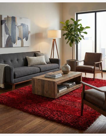 5' 1 x 6' 9 Hand Knotted Two-Tone Shag Rug