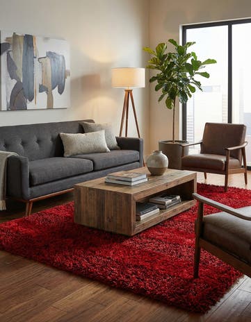 5' 1 x 6' 9 Hand Knotted Two-Tone Shag Rug