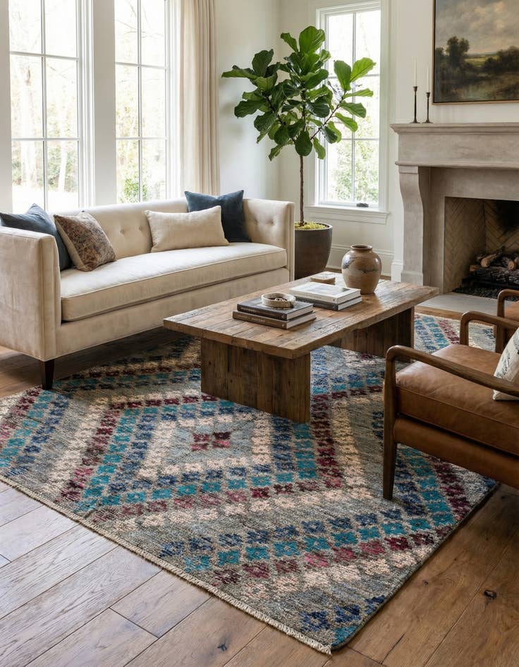 Detail image of 5' 6 x 8' 6  Hand Knotted Darya Wool Rug