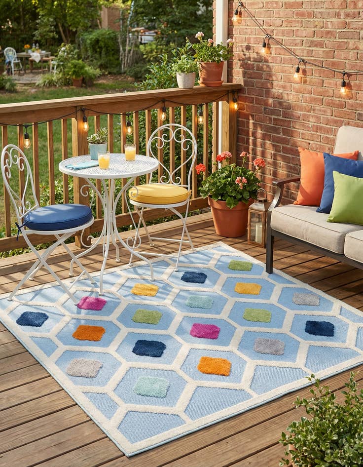 Detail image of 5' 3 x 5' 3  Washable Aruba Indoor / Outdoor Square Rug