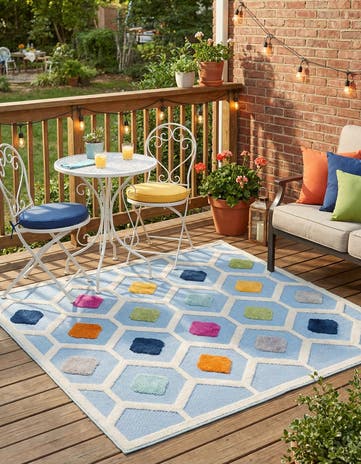 Blue Easy-Clean Aruba Indoor / Outdoor Square Rug