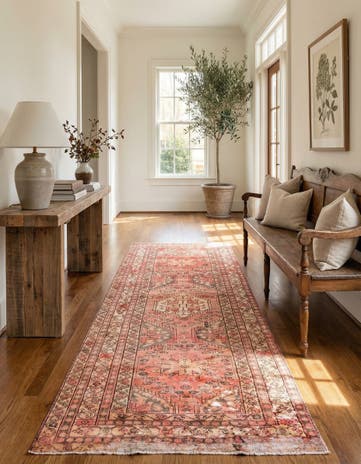 4' 3 x 10' 8 Hand Knotted Ultra Vintage Persian Wool Runner Rug