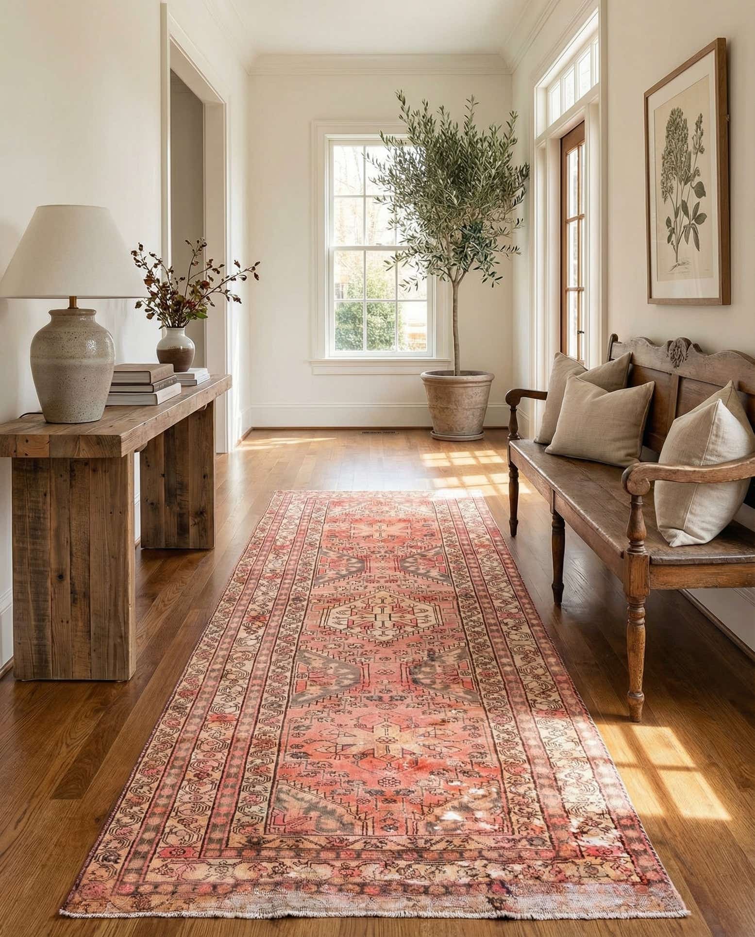 4' 3 x 10' 8 Hand Knotted Ultra Vintage Persian Wool Runner Rug