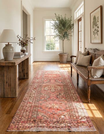 4' 3 x 10' 8 Hand Knotted Ultra Vintage Persian Wool Runner Rug