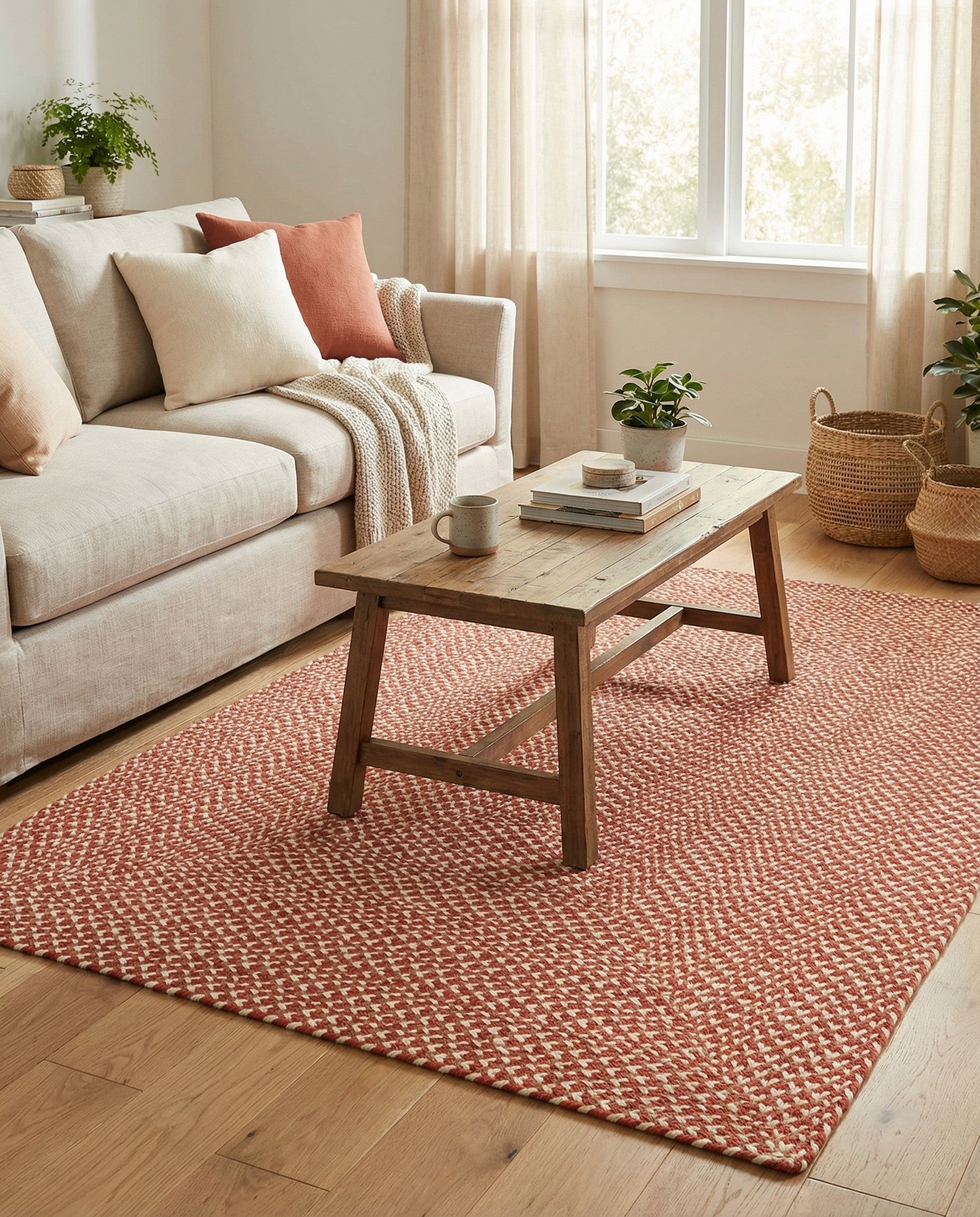  4' 1 x 6' 1  Hand Tweed Braided Jute Rug