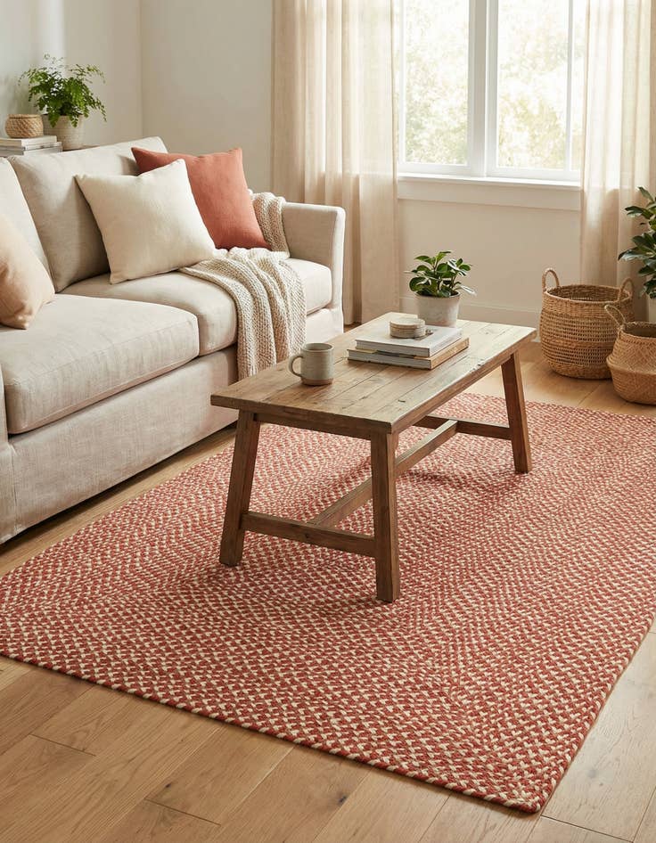 Detail image of  4' 1 x 6' 1  Hand Tweed Braided Jute Rug