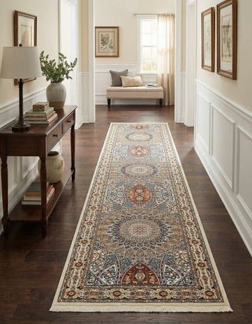 Ivory Nain Design Runner Rug