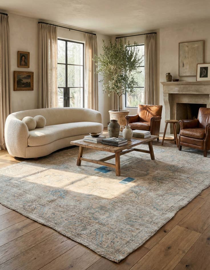 Detail image of  9' 6 x 12' 10  Hand Knotted Ultra Vintage Persian Wool Rug