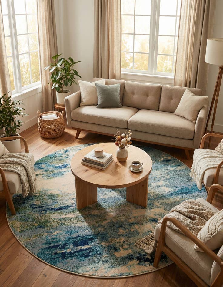 Detail image of 6' x 6'  Washable Spectrum Round Rug