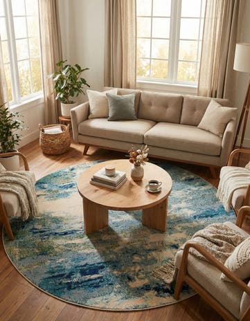 6' x 6' Washable Theia Round Rug