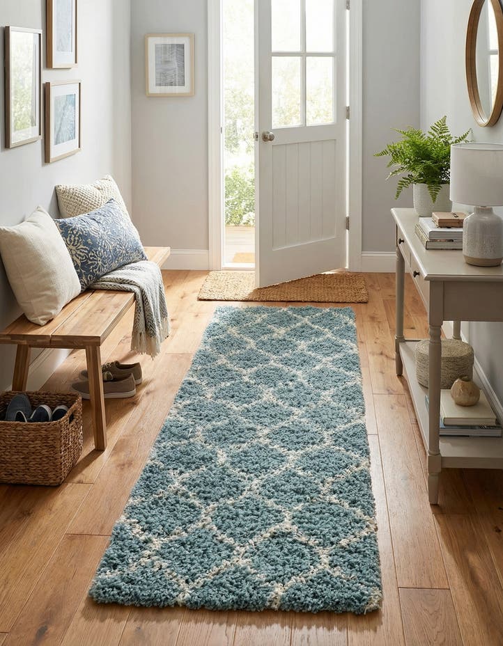 2' 7 x 10' Lattice Shag Runner Rug