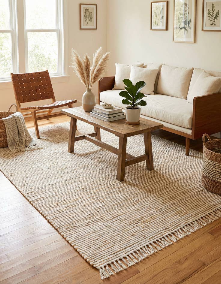 Detail image of 8' x 10'  Hand Woven Chindi Jute Rug