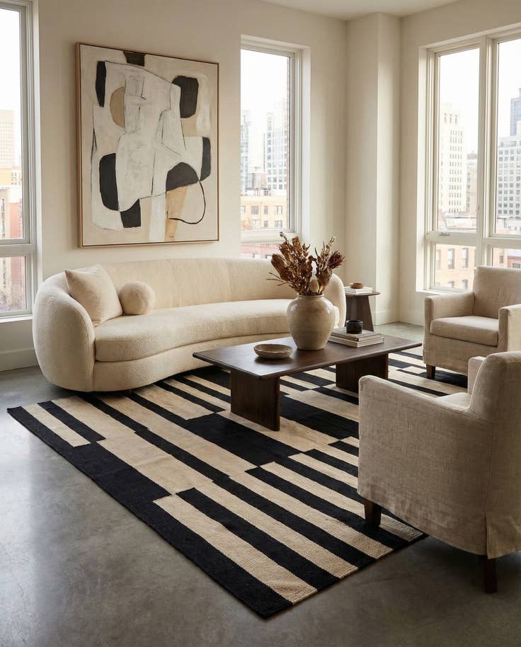 Detail image of 5' x 6' 9 Hand Woven Kilim Modern Wool Rug