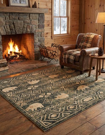 Green Pioneer Square Rug