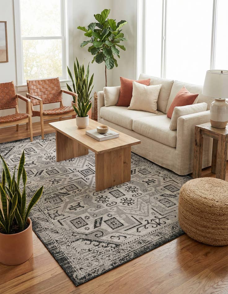 Detail image of 5' 3 x 8' Easy-Clean Aztec Indoor / Outdoor Rug