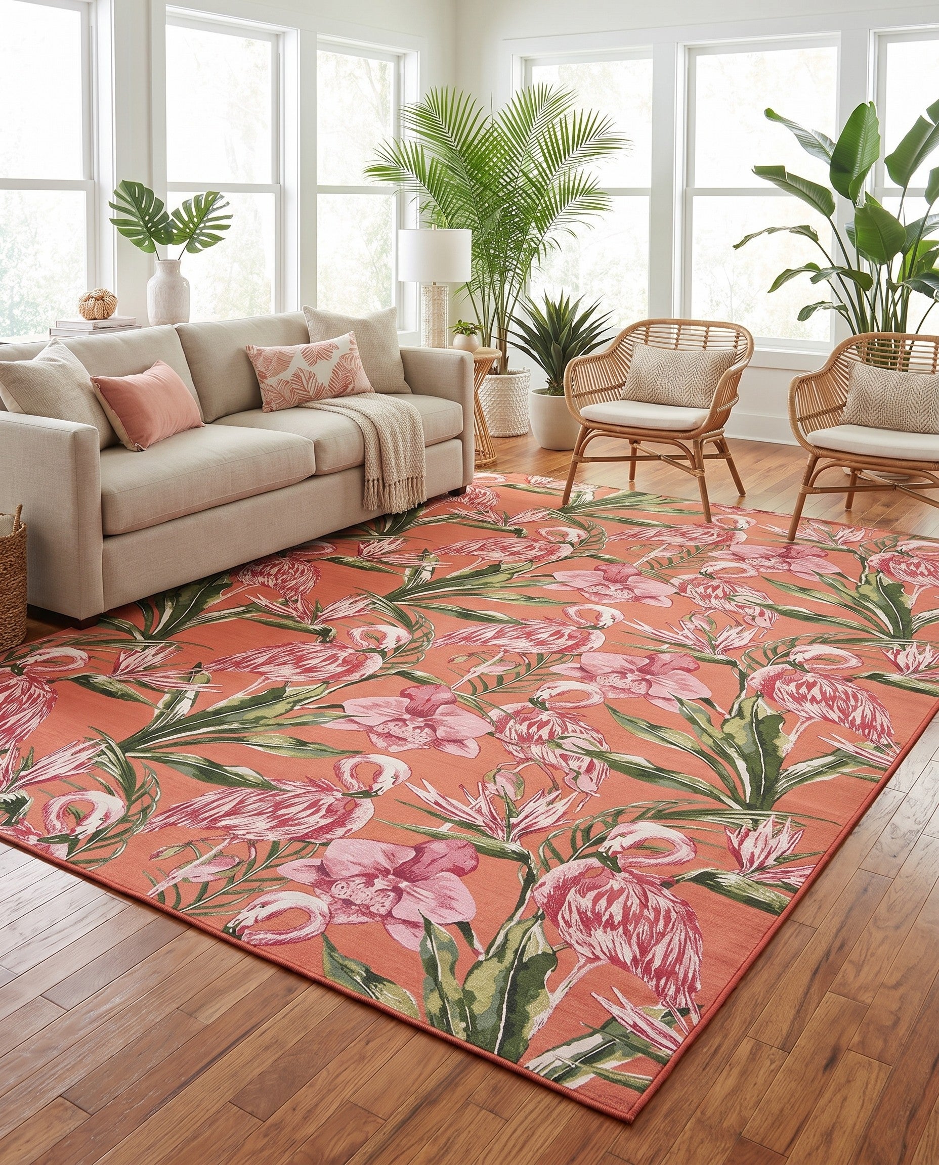 10' x 14' Easy-Clean Botanical Indoor / Outdoor Rug