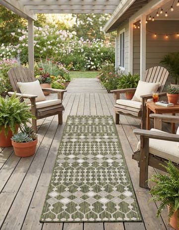 2' 7 x 10' Easy-Clean Trellis Indoor / Outdoor Runner Rug