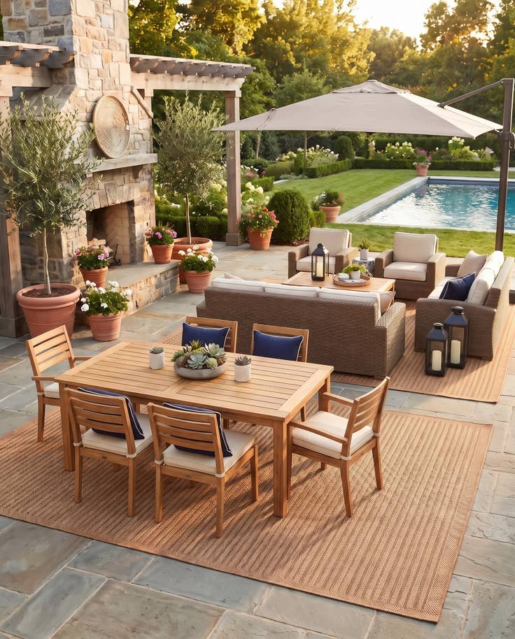 Detail image of 10' x 14' 1 Easy-Clean Border Indoor / Outdoor Rug