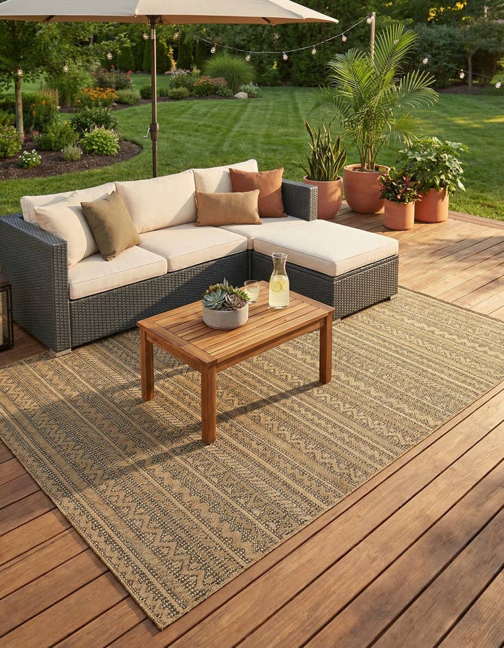 Detail image of 9' x 12'  Washable Modern Indoor / Outdoor Rug