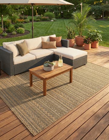 Light Brown Easy-Clean Modern Indoor / Outdoor Rug