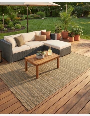 Light Brown Easy-Clean Modern Indoor / Outdoor Rug
