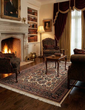 4' x 6' 3 Hand Knotted Sarough Wool Rug