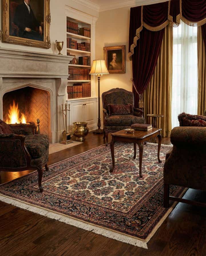 4' x 6' 3 Hand Knotted Sarough Wool Rug