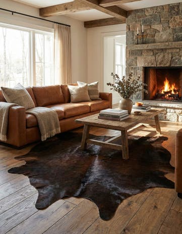 5' 11 x 6' 8 Cowhide Leather Freeform Rug