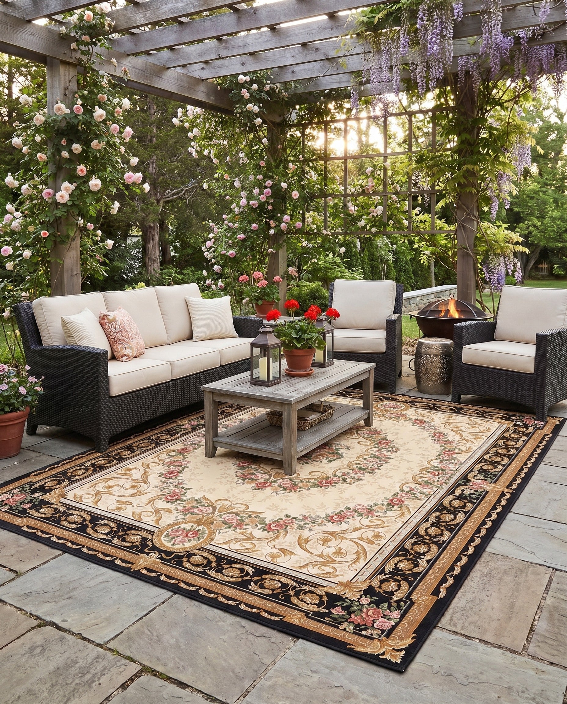 9' x 12' Easy-Clean Traditional Indoor / Outdoor Rug