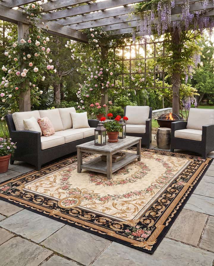 9' x 12' Easy-Clean Traditional Indoor / Outdoor Rug