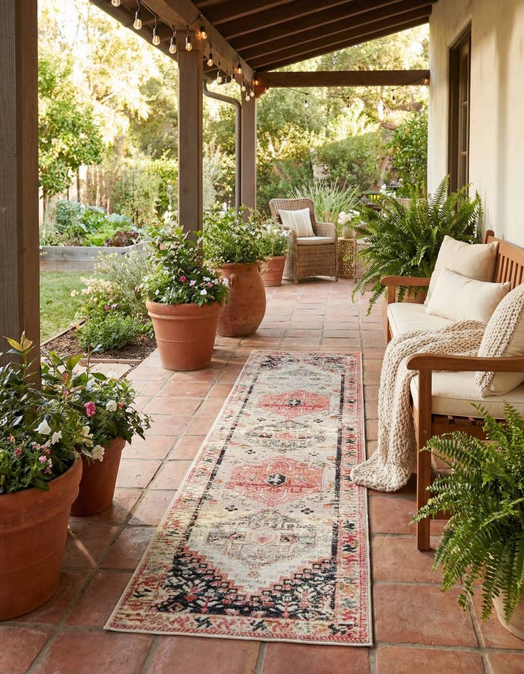 Detail image of 2' x 8'  Washable Traditional Indoor / Outdoor Runner Rug