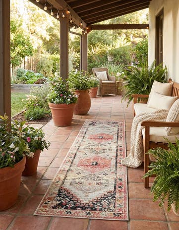 2' x 8' Easy-Clean Traditional Indoor / Outdoor Runner Rug